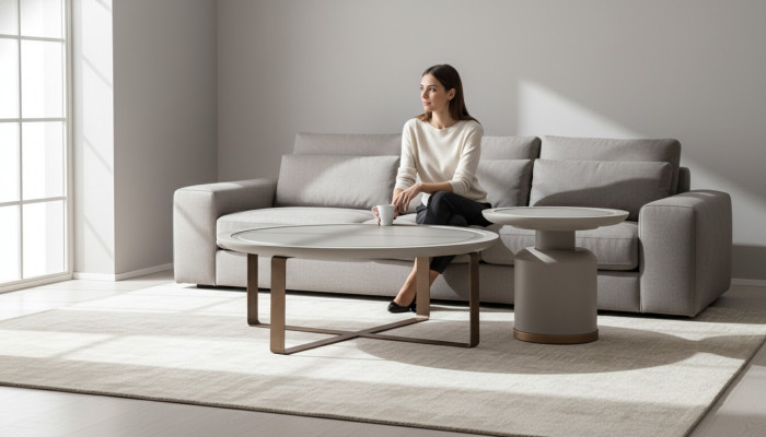 Volledige salontafel bijzettafel Beige Koffietafel Metaal Woonkamer