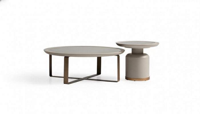 Volledige salontafel bijzettafel Beige Koffietafel Metaal Woonkamer