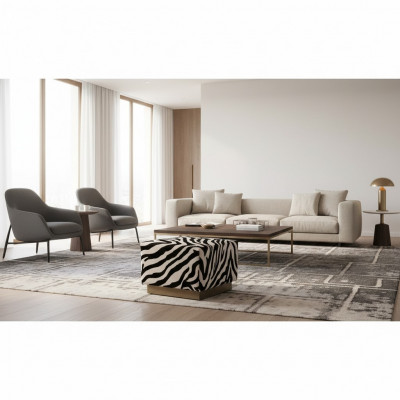 Poef Zebra-print Zitkubus Stof Bekleding Woonkamer Zitplaats