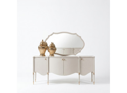 Groep dressoir met spiegel dressoir kast hout beige ladekastset.