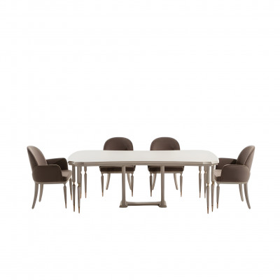Eetgroep Eethoek Eettafel Stoelen Set 7-delig Eetkamer Beige Hout Design