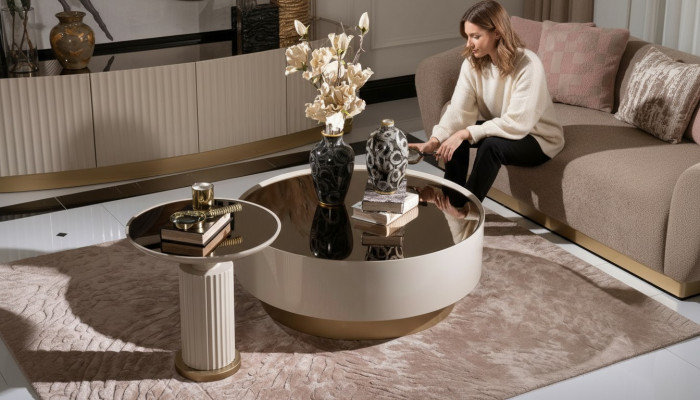 Volledige salontafel bijzettafel sofabtafel koffietafel beige luxe