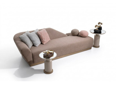 Chaiselongue groep bank bijzettafels stoffering stof modern 3-delige set