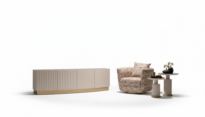 Woonkamer Complete fauteuil dressoir bijzettafel set 4-delige Beige