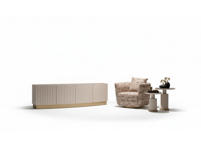 Woonkamer Complete fauteuil dressoir bijzettafel set 4-delige Beige