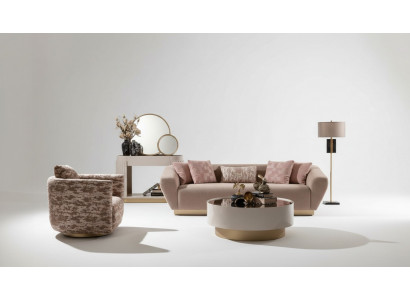 Stoffen bankstel bankstel bank 3-zits fauteuil salontafel beige stof 3-delig