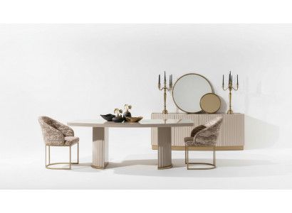 Eethoek Eethoek Eettafel Stoelenset 9-delig Eetkamer Beige Hout Luxe