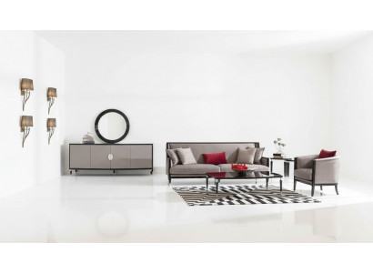 Compleet bankstel driezitter fauteuil salontafel set 3-delig grijs