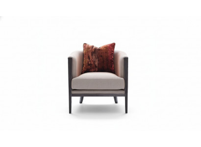 Fauteuil met grijze stoffen bekleding en oorfauteuil, cocktailstoel, ontspanningsstoel ontwerp