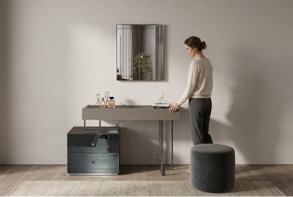 Console tafel met spiegel kaptafel kaptafel modern grijs hout