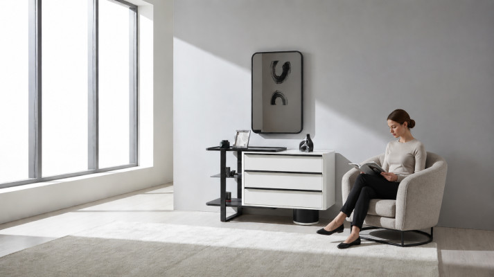 Kaptafel console tafel met spiegel make-uptafel modern hout wit