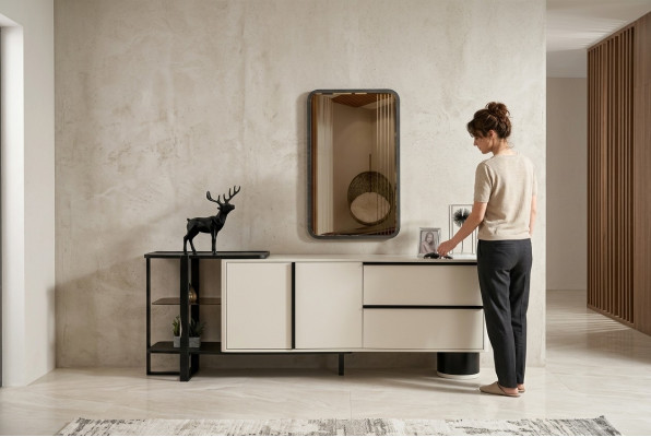 Kast dressoir met spiegel dressoir set Modern commode Wit