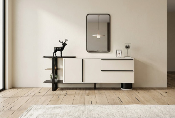 Kast dressoir met spiegel dressoir set Modern commode Wit