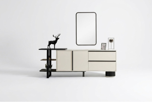 Kast dressoir met spiegel dressoir set Modern commode Wit