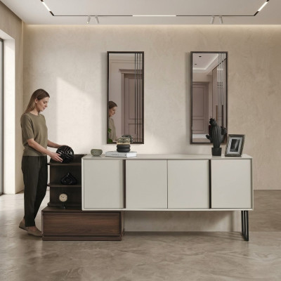 Kast dressoir met spiegel dressoir groep moderne commode wit