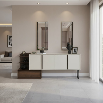 Kast dressoir met spiegel dressoir groep moderne commode wit