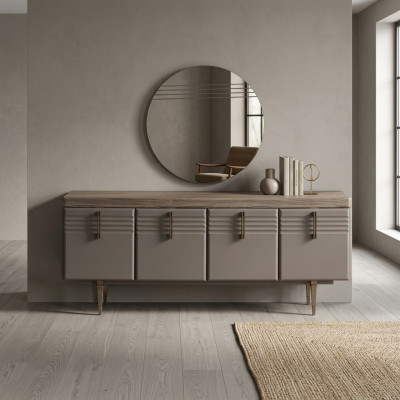 Dressoir Sideboard Grijs Kast Spiegel Commode Hout Set Commode