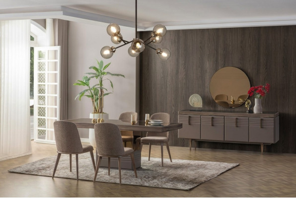 Eetgroep Eethoek Eetkamer Eettafel Stoelen Grijs Hout Set 9-delig Moderne