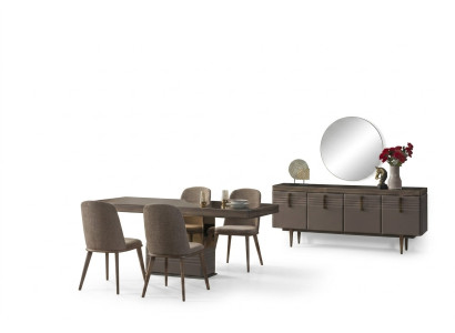 Eetgroep Eethoek Eetkamer Eettafel Stoelen Grijs Hout Set 9-delig Moderne