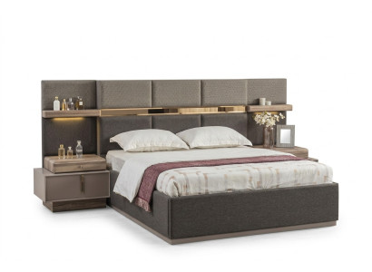 Slaapkamer Compleet tweepersoonsbed Bed Nachtkastjes Console 6-delig Grijs