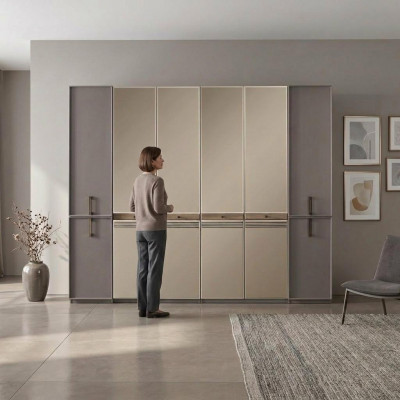 Moderne kledingkast kast houten kast hout grijs slaapkamerkast