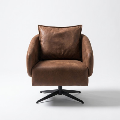 Fauteuil Ohrensessel Draaistoel Eenzitter Zitter Kunstleer Bruin Design