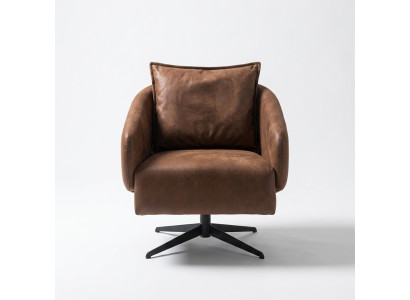Fauteuil Ohrensessel Draaistoel Eenzitter Zitter Kunstleer Bruin Design