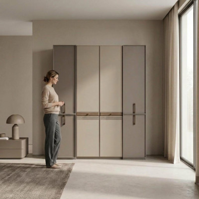 Kledingkast Slaapkamerkast Kast Houten kast Grijs Spiegel