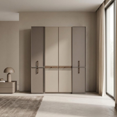 Kledingkast Slaapkamerkast Kast Houten kast Grijs Spiegel