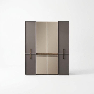 Kledingkast Slaapkamerkast Kast Houten kast Grijs Spiegel