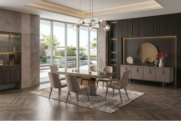 Eettafel eetkamertafel Tafel eetkamer Luxe Hout Beige 199 cm