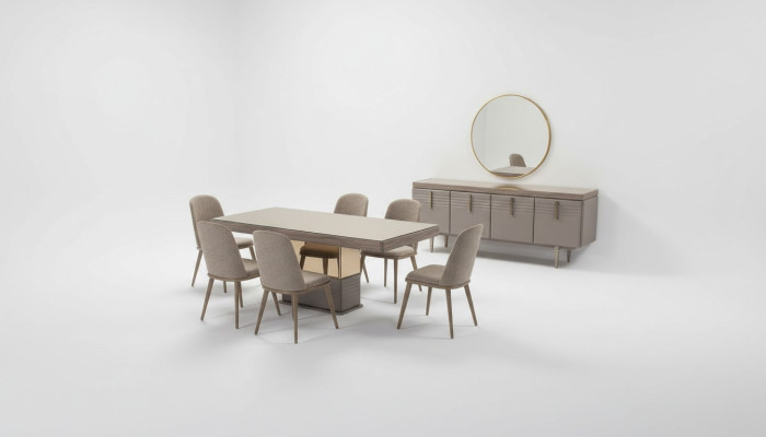 Eettafel eetkamertafel Tafel eetkamer Luxe Hout Beige 199 cm
