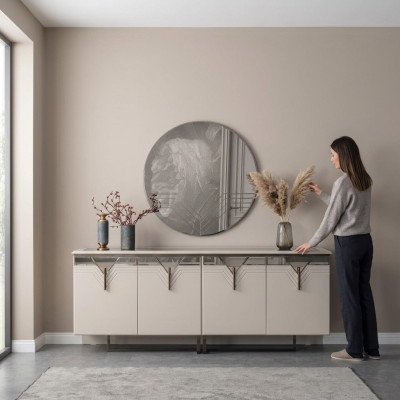 Dressoir met spiegel houten kast commode kast hout wit