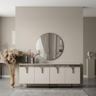 Dressoir met spiegel houten kast commode kast hout wit