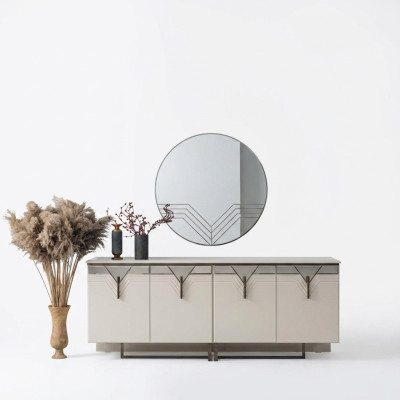 Dressoir met spiegel houten kast commode kast hout wit