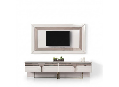 Wandmeubel TV-standaard Wandpaneel RTV laagbord Wit hout Moderne dressoir
