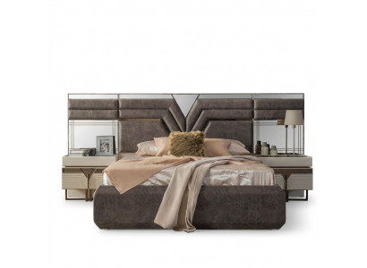 Slaapkamerset Tweepersoonsbed Nachtkastjes Set 3-delig Grijs Modern
