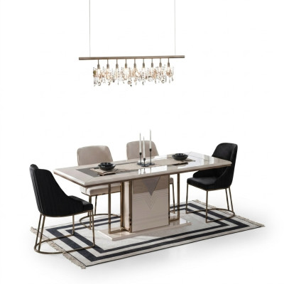 Eethoek Eetgroep Eetkamer Eettafel Stoelen Set 7-delig Luxe Wit Modern