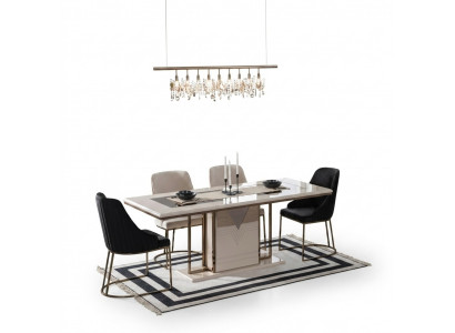 Eethoek Eetgroep Eetkamer Eettafel Stoelen Set 7-delig Luxe Wit Modern
