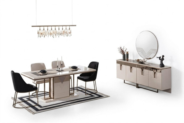 Set eetgroep eetkamer eettafel stoelen 9-delige luxe wit dressoir