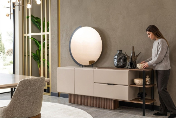 Garnitur dressoir met spiegel beige houten kast kast houten design