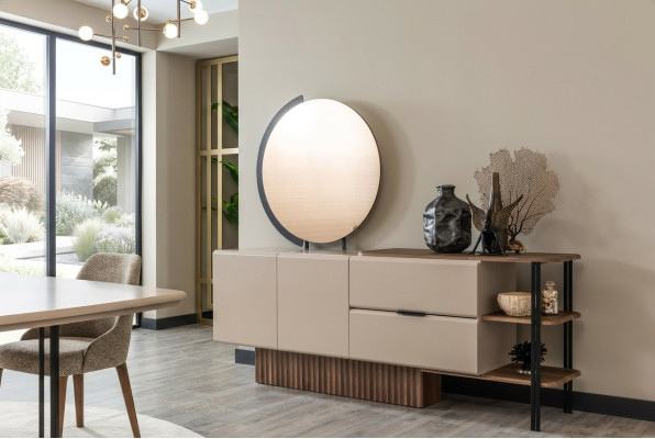 Garnitur dressoir met spiegel beige houten kast kast houten design