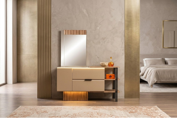 Kaptafel Kaptafel Consolentafel Hout Slaapkamer Beige Modern