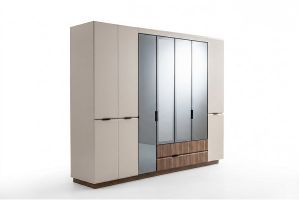 Kledingkast Houten kast Beige Slaapkamerkast Kast Modern