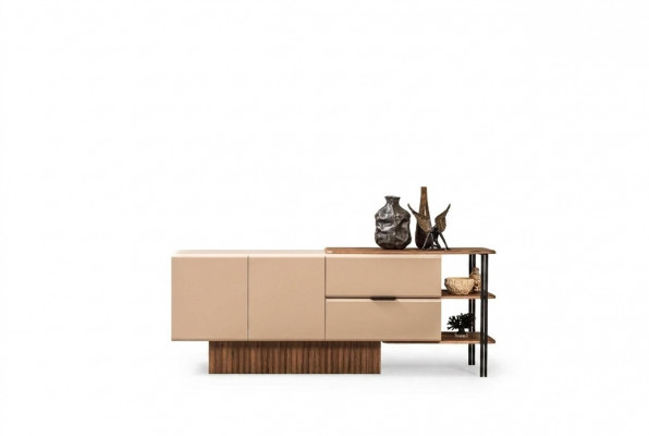 Dressoir Houten kast Dressoir Kast Hout Beige Modern