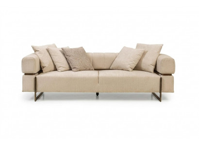 Beige driezits design stoffen bankstel Luxe 3-zitsbank