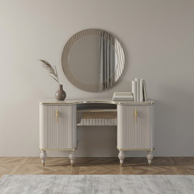 Beige make-uptafel ontwerper kaptafel kaptafel cosmetische tafel console spiegel