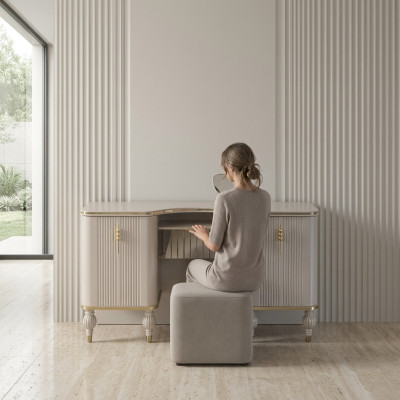 Beige make-uptafel Ontwerper kaptafel Slaapkamer Exclusieve meubels