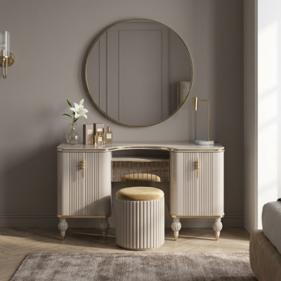 Beige make-uptafel Ontwerper kaptafel Slaapkamer Exclusieve meubels