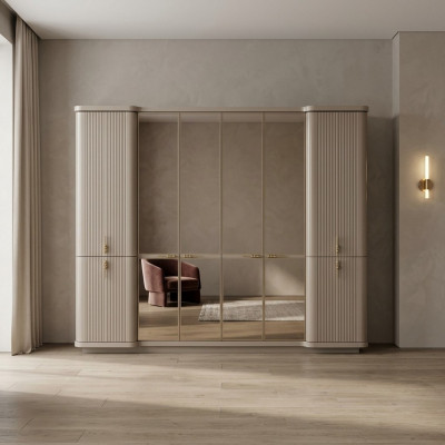 Beige kledingkast Kapstok Slaapkamer Houten kast Meubels
